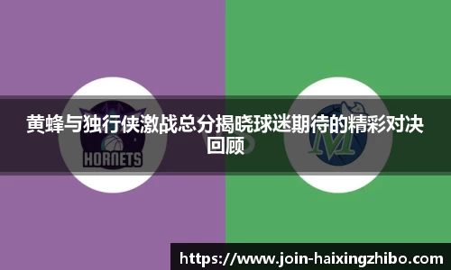黄蜂与独行侠激战总分揭晓球迷期待的精彩对决回顾
